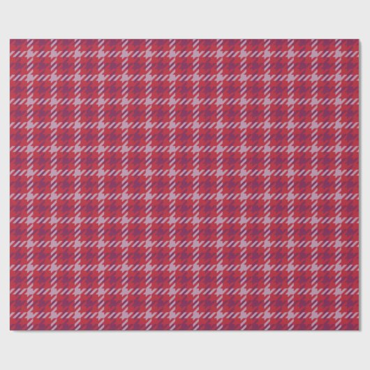 Retro crimson red paars houndstooth plaid cadeaupapier (Vlak)