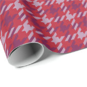 Retro crimson red paars houndstooth plaid cadeaupapier (Rol Hoek)