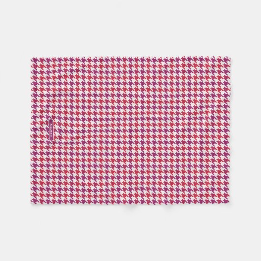 Retro crimson red paars houndstooth plaid fleece deken (Voorkant (Horizontaal))