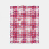 Retro crimson red paars houndstooth plaid fleece deken (Voorkant)
