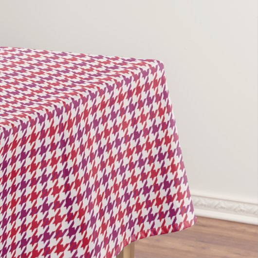 Retro crimson red paars houndstooth plaid tafelkleed (Voorbeeld)