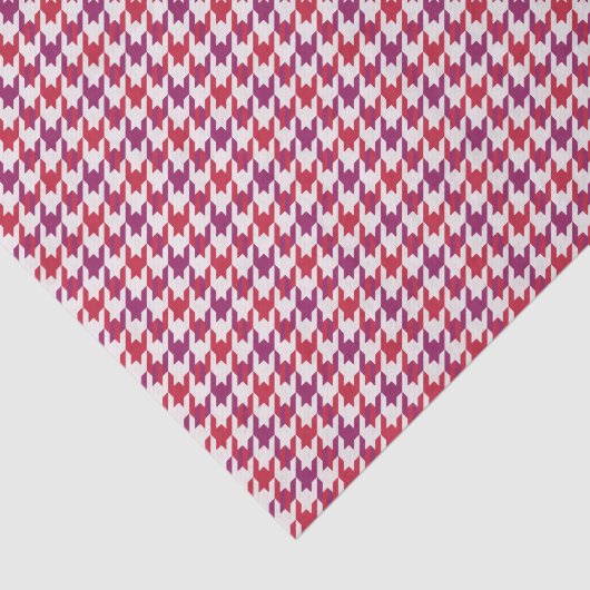 Retro crimson red paars houndstooth plaid tissuepapier (Detail)