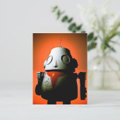 Retro Cropped Speelgoed Robot 01 Briefkaart (Staand voorkant)