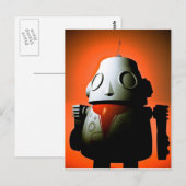 Retro Cropped Speelgoed Robot 01 Briefkaart (Voorkant / Achterkant)