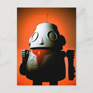 Retro Cropped Speelgoed Robot 01 Briefkaart
