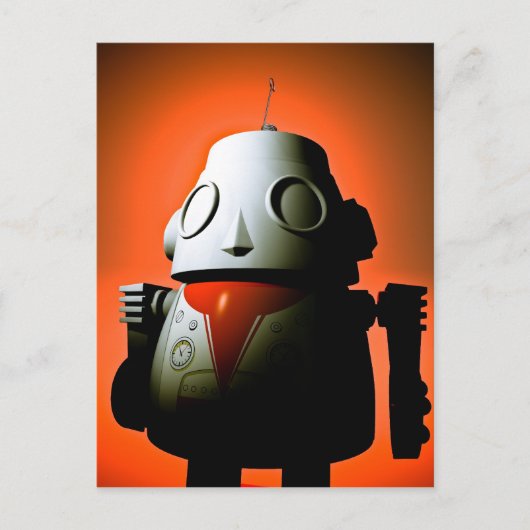 Retro Cropped Speelgoed Robot 01 Briefkaart (Voorkant)