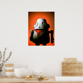 Retro Cropped Speelgoed Robot 01 Poster (Keuken)