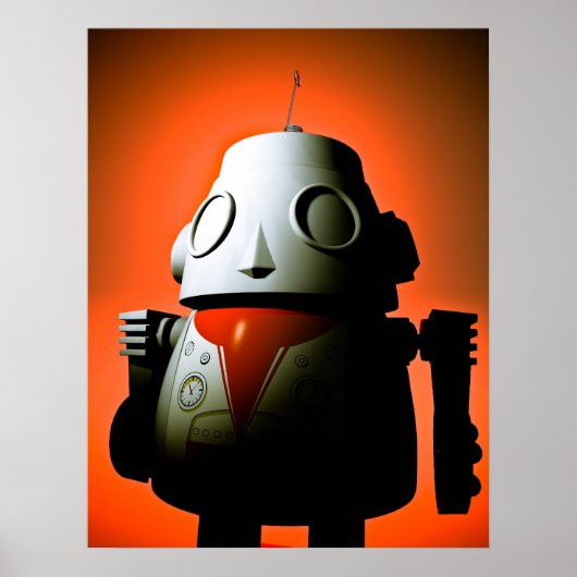 Retro Cropped Speelgoed Robot 01 Poster (Voorkant)