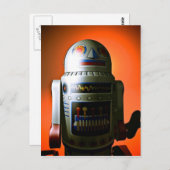 Retro Cropped Speelgoed Robot 02 Briefkaart (Voorkant / Achterkant)