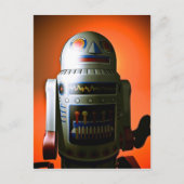 Retro Cropped Speelgoed Robot 02 Briefkaart (Voorkant)