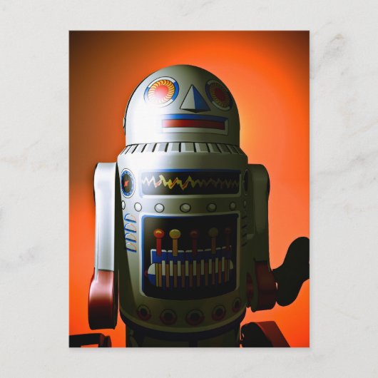 Retro Cropped Speelgoed Robot 02 Briefkaart (Voorkant)