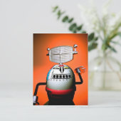 Retro Cropped Speelgoed Robot 03 Briefkaart (Staand voorkant)