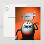Retro Cropped Speelgoed Robot 03 Briefkaart (Voorkant / Achterkant)