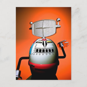Retro Cropped Speelgoed Robot 03 Briefkaart