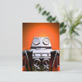 Retro Cropped Speelgoed Robot 04 Briefkaart (Staand voorkant)