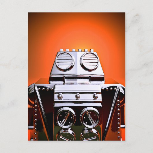 Retro Cropped Speelgoed Robot 04 Briefkaart (Voorkant)