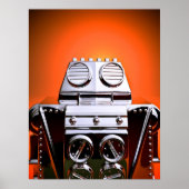 Retro Cropped Speelgoed Robot 04 Poster (Voorkant)