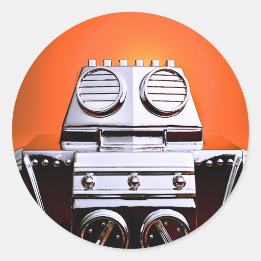 Retro Cropped Speelgoed Robot 04 Sticker (Voorkant)