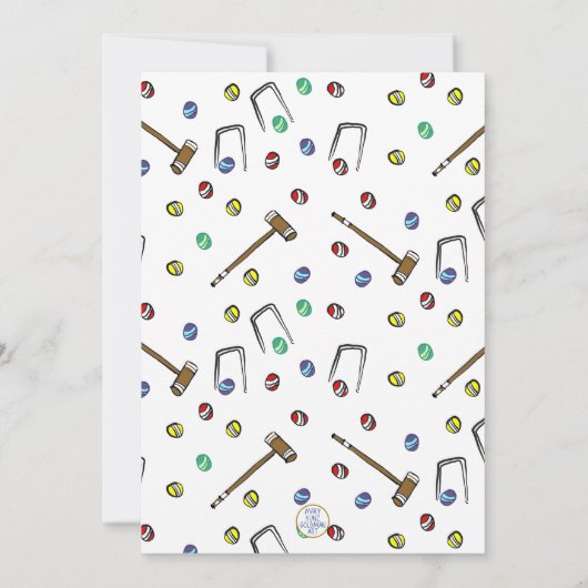 Retro Croquet Hand-geïllustreerde Preppy Verjaarda Kaart (Achterkant)