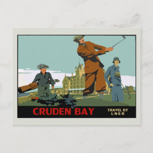 Retro Cruden Bay Scotland Golf Ad Briefkaart