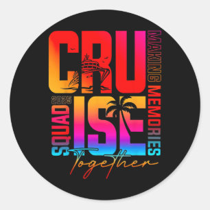 Retro Cruise Squad 2025 Herinneringen Maken Samen Ronde Sticker