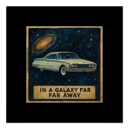 Retro Cruiser in de diepe ruimte Perfect Poster (Voorkant)