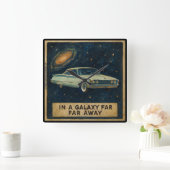 Retro Cruiser in de diepe ruimte Vierkante Klok (Huis)