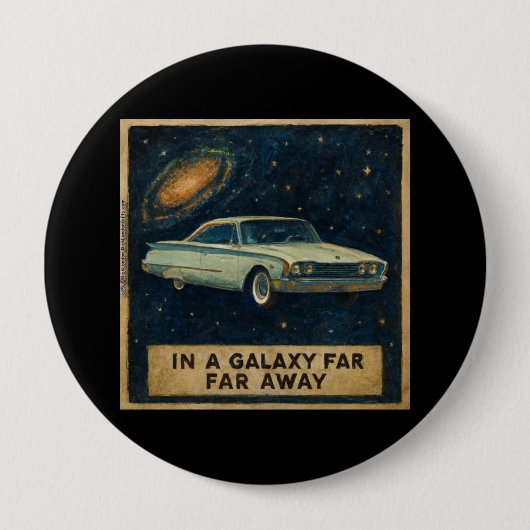 Retro Cruiser in Deep Space  Ronde Button 4,0 Cm (Voorkant)