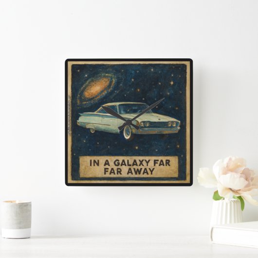 Retro Cruiser in Deep Space Vierkante Klok (Huis)