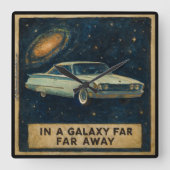 Retro Cruiser in Deep Space  Vierkante Klok (Voorkant)