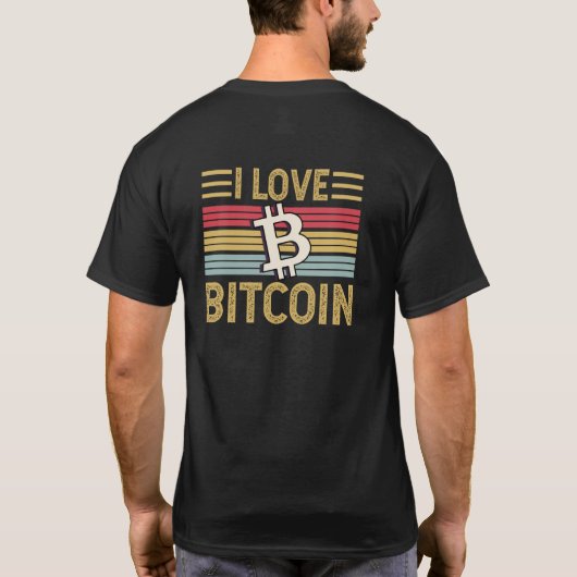 retro crypto Ik hou van Bitcoin T-shirt (Achterkant)