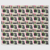 Retro Cube Moderne Foto Verjaardag 58e Roze Groen Cadeaupapier (Vlak)