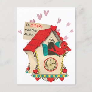 Retro Cuckoo Clock Bird Valentijn Briefkaart