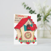 retro  cuckoo klok Valentijn Feestdagenkaart (Staand voorkant)