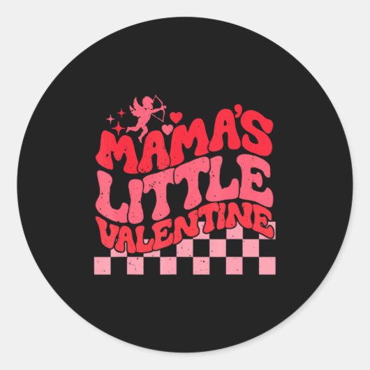 Retro Cud Mamas Little Valentines Day Girls Wo  Ronde Sticker (Voorkant)