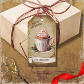 Retro  Cup Pepermunt Hot Cacao Kerst Cadeaulabel