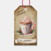 Retro  Cup Pepermunt Hot Cacao Kerst Cadeaulabel (Voorkant)