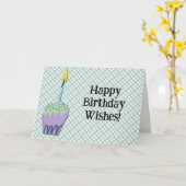 Retro Cupcake Art Verjaardag Kaart (Gele Bloem)