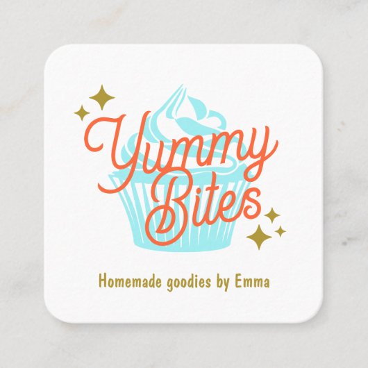 Retro Cupcake Baker Vierkante Visitekaartje (Voorkant)
