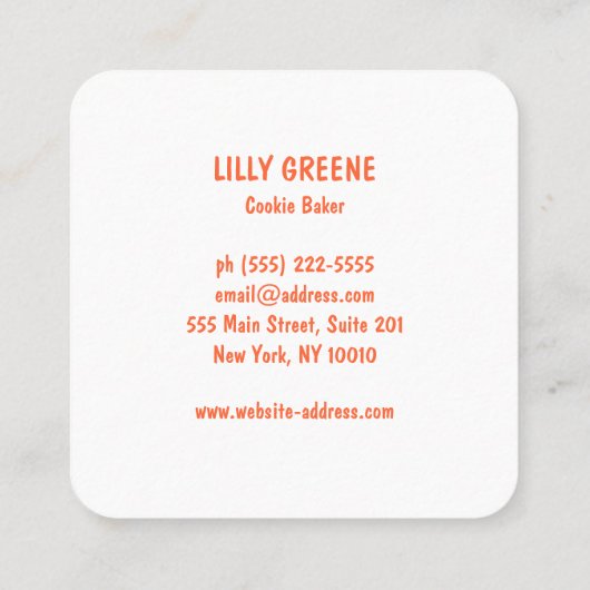 Retro Cupcake Baker Vierkante Visitekaartje (Achterkant)