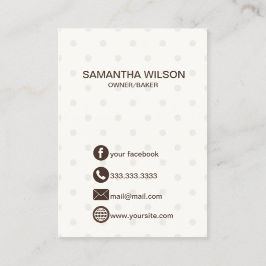 retro Cupcake Bakkerij visitekaartjes (Achterkant)