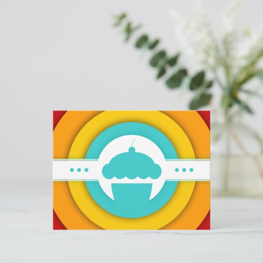 retro cupcake briefkaart (Staand voorkant)