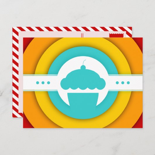 retro cupcake briefkaart (Voorkant / Achterkant)