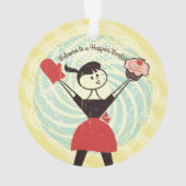 Retro cupcake huisvrouw bakkerij kerst ornament (achterkant)