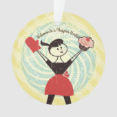 Retro cupcake huisvrouw bakkerij kerst ornament (voorkant)