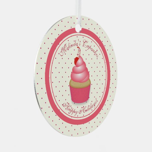 Retro Cupcake Kerst Ornament (Voorkant Rechts)