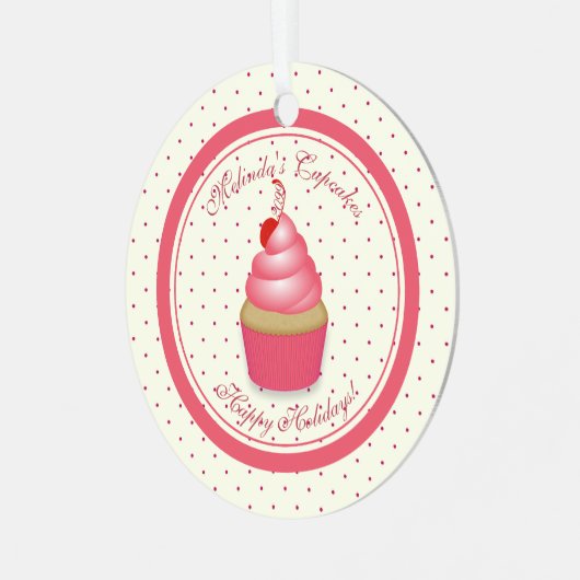 Retro Cupcake Kerst Ornament (Voorkant links)