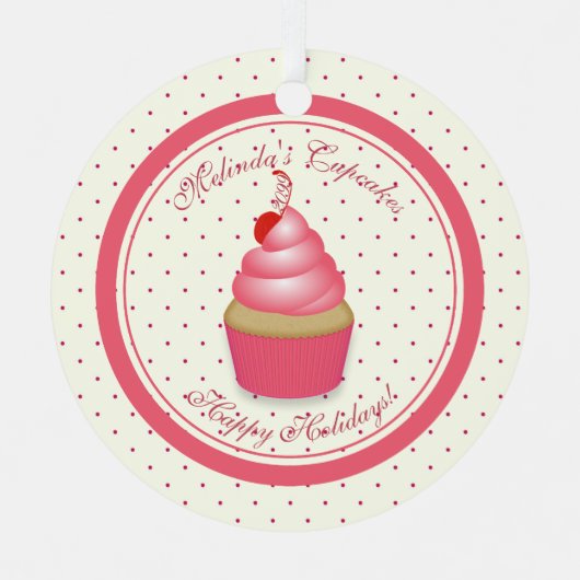 Retro Cupcake Kerst Ornament (Voorkant)