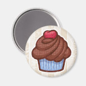 Retro Cupcake Magneet in Blauw & Chocolade (Voorkant / Achterkant)