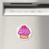 Retro Cupcake Magneet in Roze (Insitu (Vaatwasser))